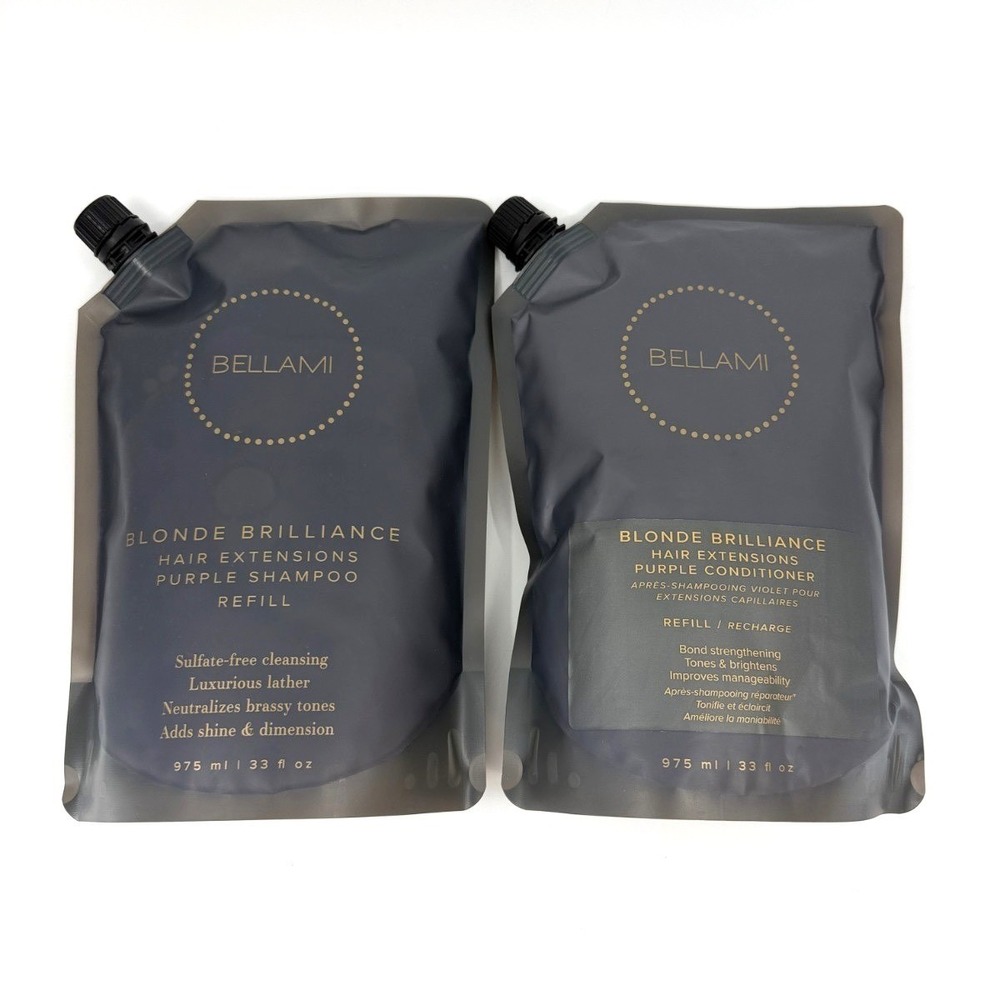 Bellami Blonde Brilliance Purple Shampoo Conditioner Hair Extensions Set New